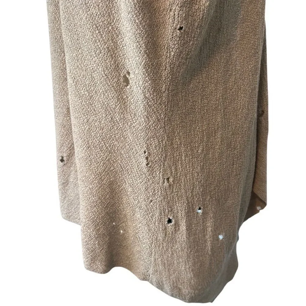 Eileen Fisher Tan Wool Distressed Tunic Knit Vest M
